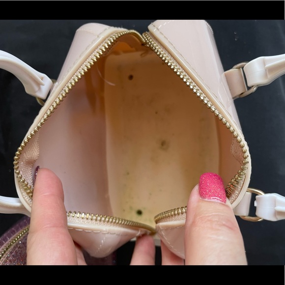 Pillow Shaped Jelly Gel Resin Crystal Handle Purse Mini Bag Neutral Nude & White - Picture 6 of 15